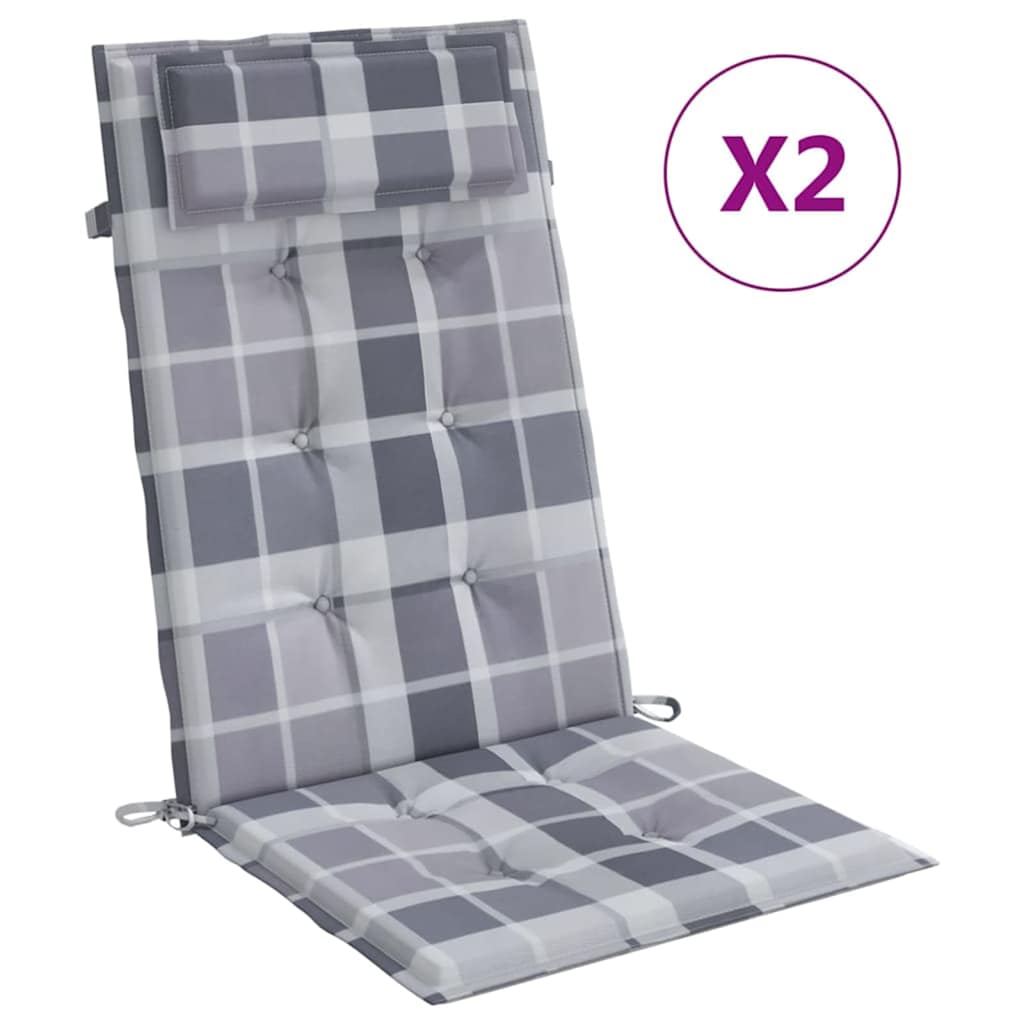 Maison Exclusive - Hochlehner-auflagen 2 Stk. Grau Karomuster Oxf