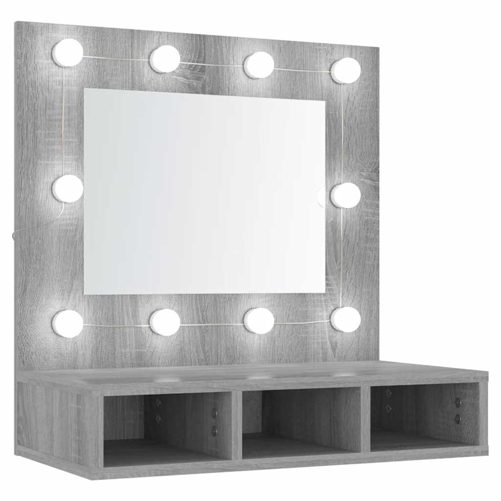 Maison Exclusive - Spiegelschrank Mit Led Grau Sonoma 60x31,5x62
