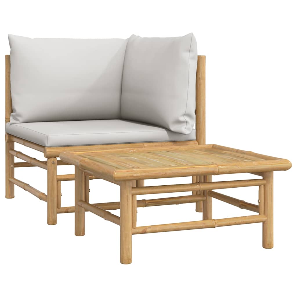 Maison Exclusive - 2-tlg. Garten-lounge-set Hellgraue Kissen Bamb