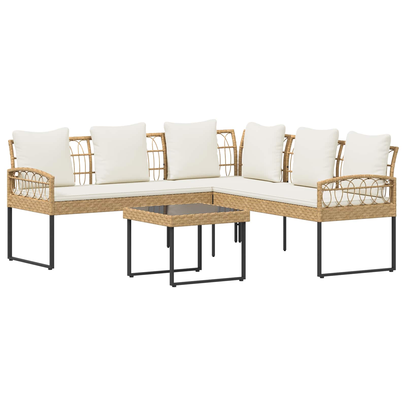 Maison Exclusive - Gartensofa-set 2 Stk. Natur Poly Rattan Stahl