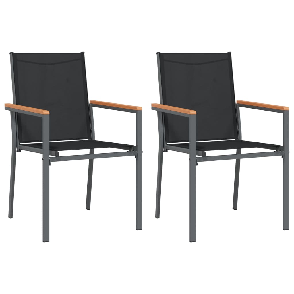 Maison Exclusive - Gartenstühle 2 Stk. Schwarz 55x61,5x90 Cm Text