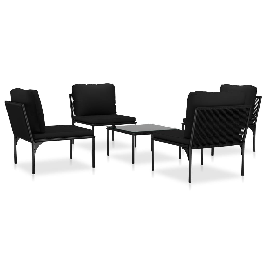 Maison Exclusive - 5-tlg. Garten-lounge-set Mit Auflagen Schwarz