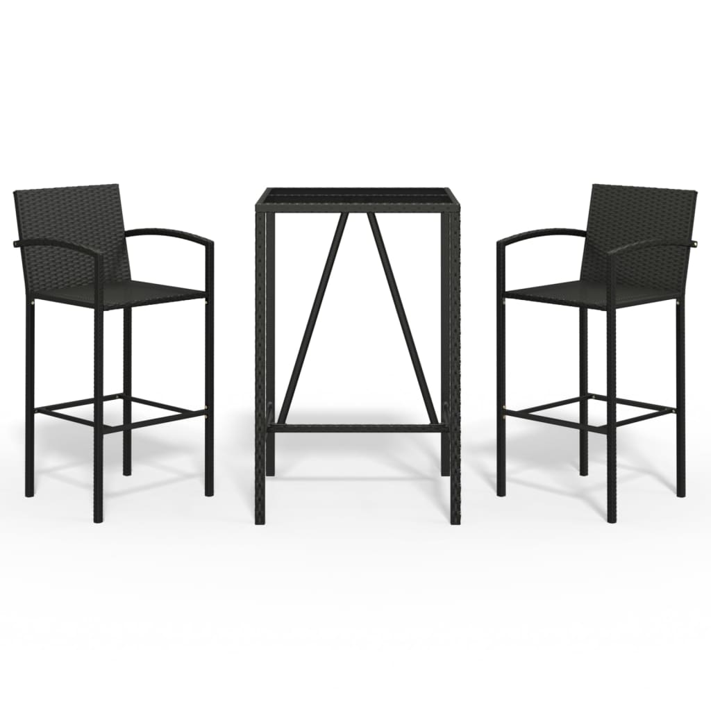 Maison Exclusive - 3-tlg. Gartenbar-set Schwarz Poly Rattan