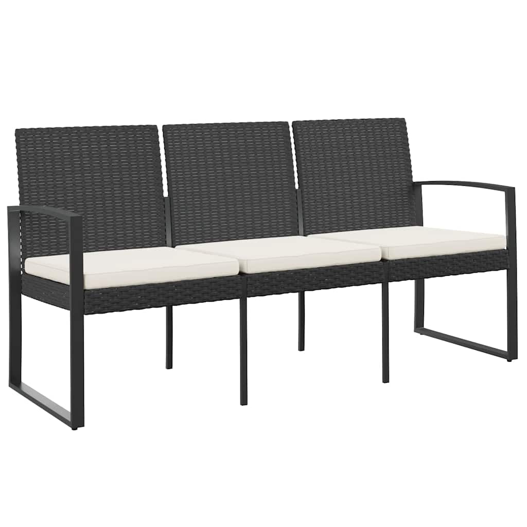 Maison Exclusive - Gartenbank 3-sitzer Mit Kissen Schwarz Pp-ratt