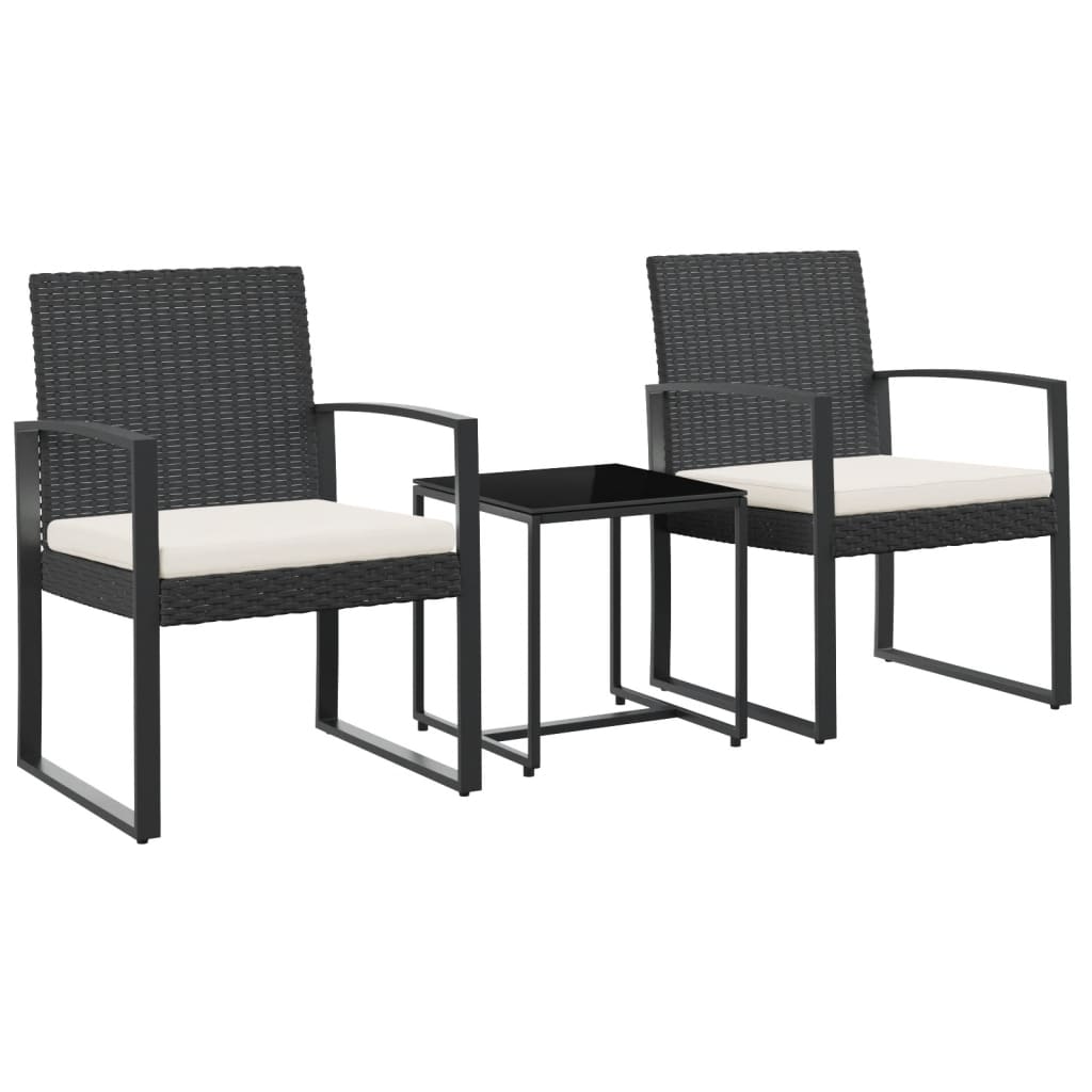 Maison Exclusive - 3-tlg. Garten-essgruppe Mit Kissen Schwarz Pp-