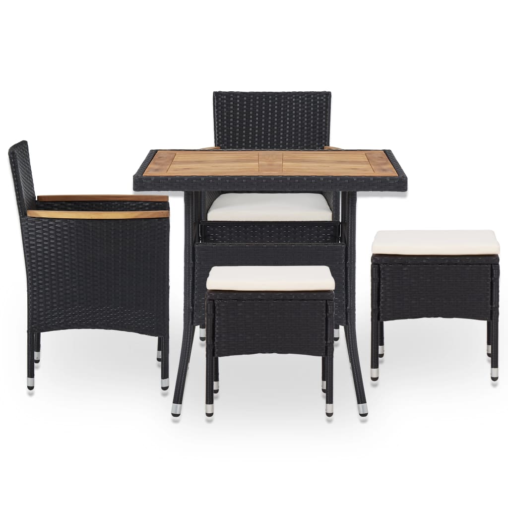 Maison Exclusive - 5-tlg. Garten-essgruppe Schwarz Poly Rattan Ak