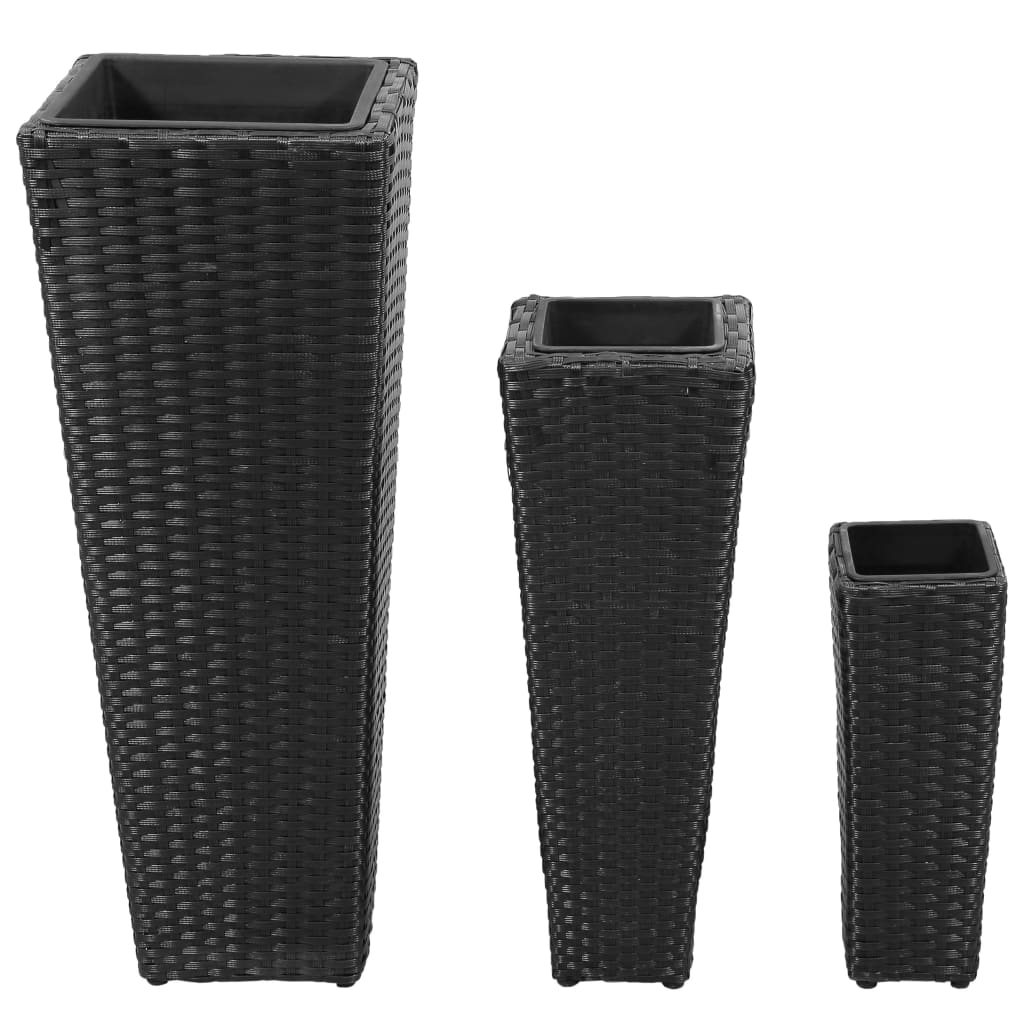 Maison Exclusive - Garten-hochbeet 3-tlg. Poly Rattan Schwarz