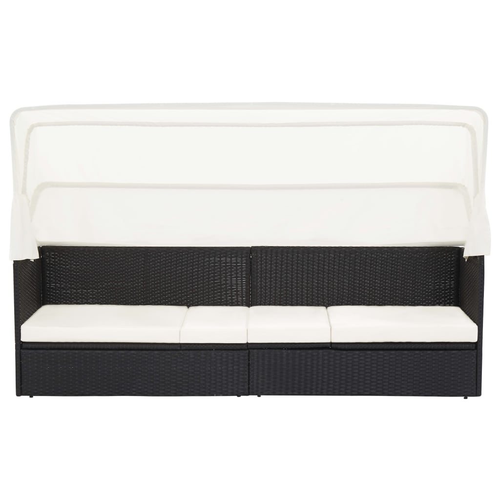 Maison Exclusive - Gartensofa Mit Sonnendach Schwarz Poly Rattan