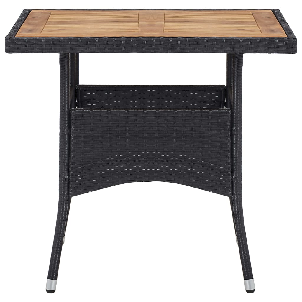 Maison Exclusive - Garten-esstisch Schwarz Poly Rattan Und Massiv