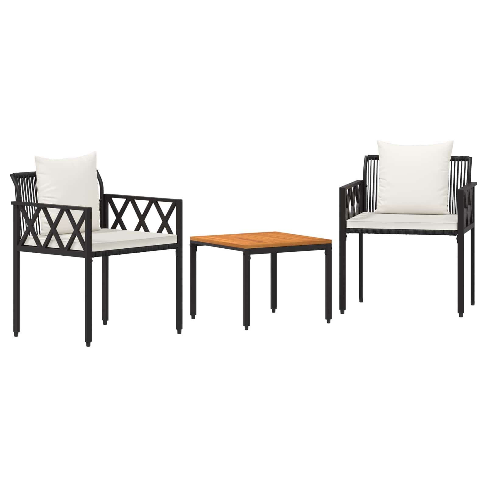 Maison Exclusive - Gartenmöbel-set 3 Stk. Schwarz Und Cremeweiß P