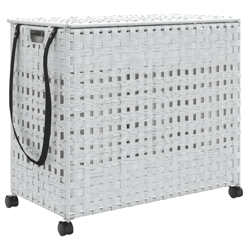 Maison Exclusive - Wäschekorb Mit Rollen Weiß 66x35x60 Cm Rattan