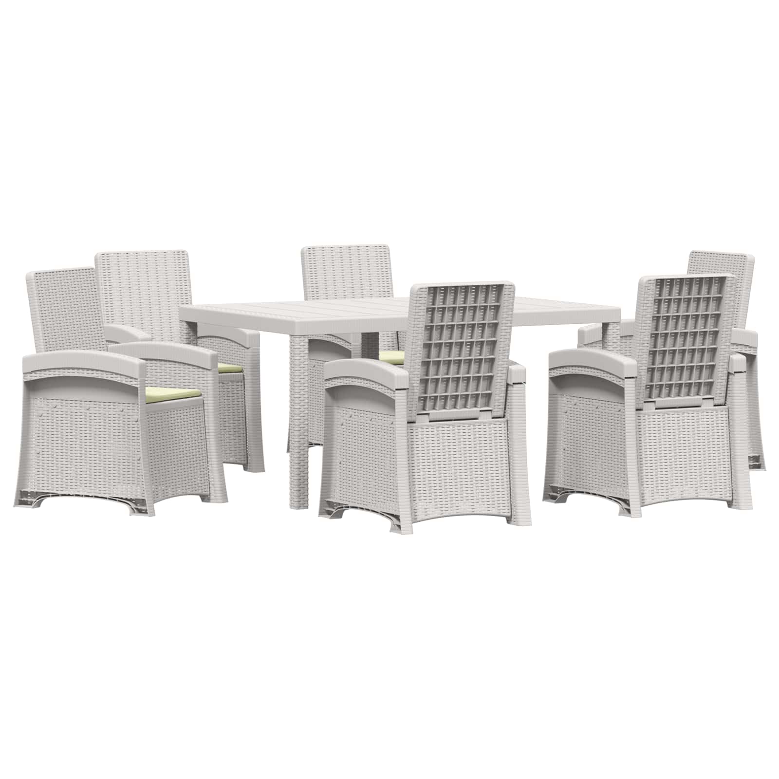 Maison Exclusive - Garten Essgruppe 7 Stk. Weiß Und Creme Pp