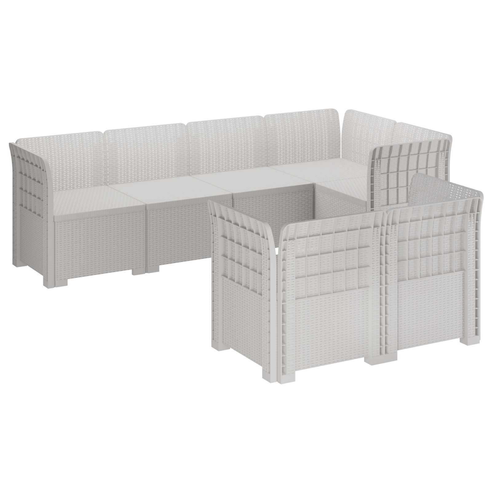Maison Exclusive - 7-sitzer Gartensofa Rattan-look Pp Weiß