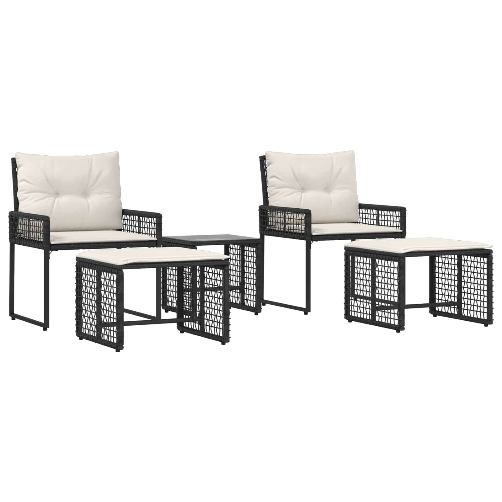 Maison Exclusive - Gartenmöbel-set 5 Stk. Schwarz Und Weiß