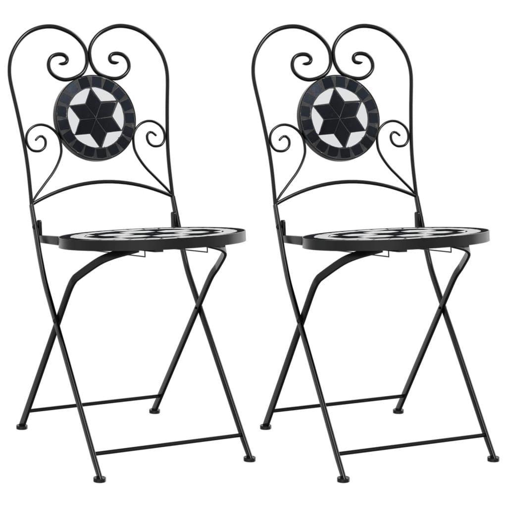 Maison Exclusive - Klappstühle, 2 Stück, Schwarz-weiß, Keramik
