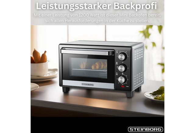 Steinborg SB-3017 Minibackofen 15 Liter 1200 Watt