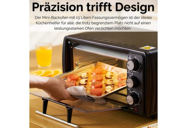 Steinborg SB-3005S Minibackofen 13 Liter 1200 Watt Schwarz
