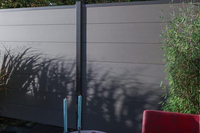 GartenLand WPC Zaun Set XL Ameland ca. 180 x 180 cm Sichtschutz Steckzaun Schiefergrau Ohne Pfosten Ohne Abschlussleiste