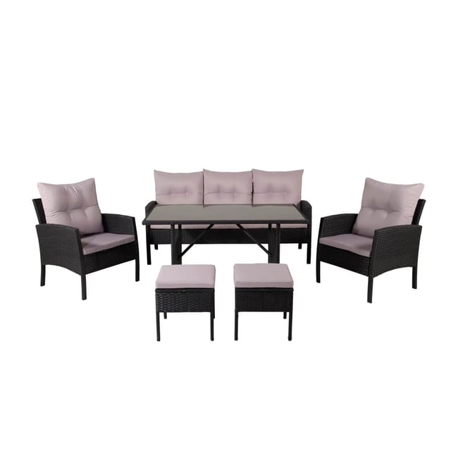 ebuy24 Knock Gartenset 6 Teile Schwarz Grau
