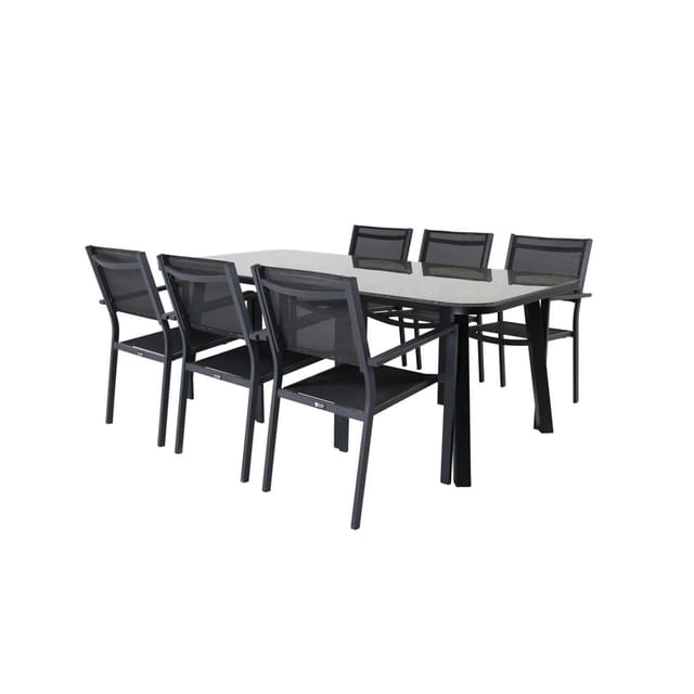 ebuy24 Paola Gartenset Tisch 100x200cm Schwarz 6 Stühle Copacabana Schwarz