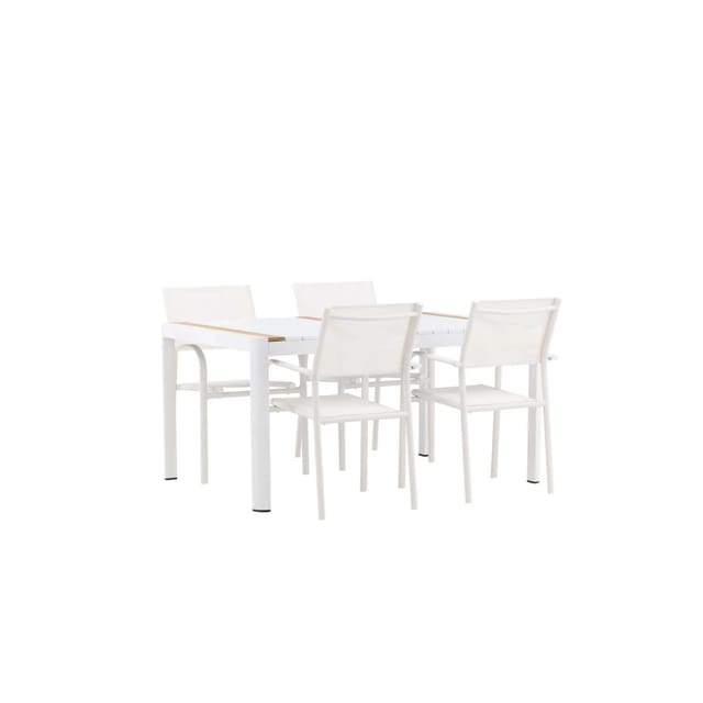 ebuy24 Togo Gartenset Tisch 90x150cm Weiß 4 Stühle Santorini Weiß