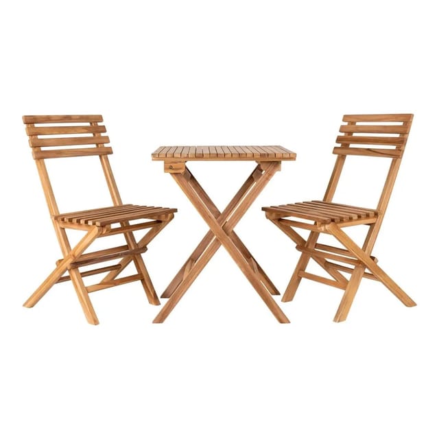 ebuy24 Cuenca Café-Set Set mit Tisch und 2 Stühlen Garten Teak