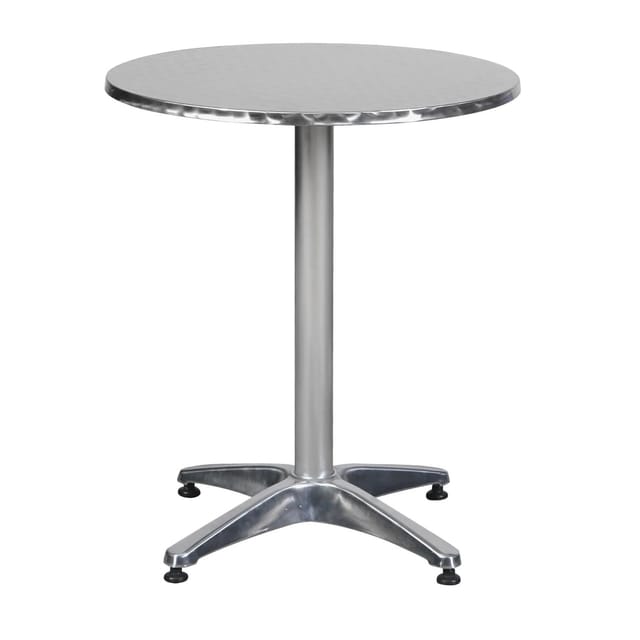 ebuy24 Akur Bistro und Balkonmöbel Cafetisch Ø60 cm Höhenverstellbar Aluminium Look