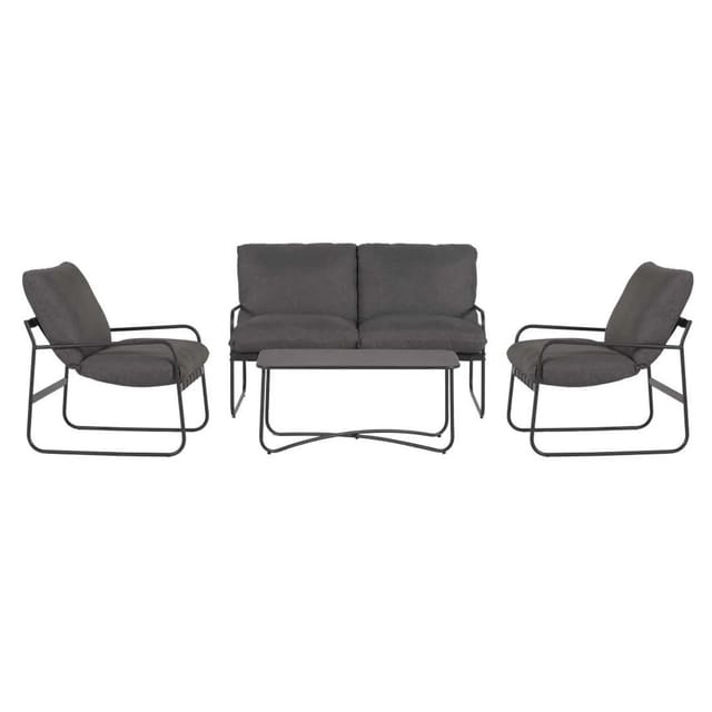 ebuy24 Theodor Sofasatz 4 Teile mit Kissen Schwarz Grau