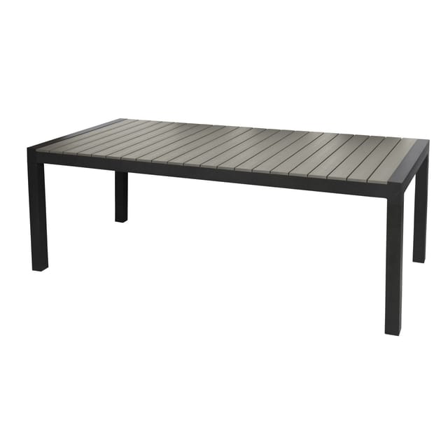 ebuy24 Garp Gartentisch mit 2 Zusatzplatten 223-343 cm Schwarz Grau