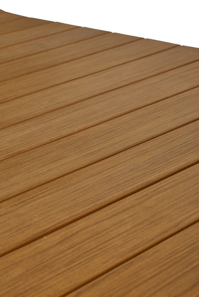 ebuy24 Joan Gartentisch 205-275 x 100 cm mit Auszug mit 1 Platte Schwarz und Teak Dekor