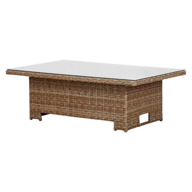 ebuy24 Gram Gartentisch 134 x 84 cm mit Glasplatte Natur