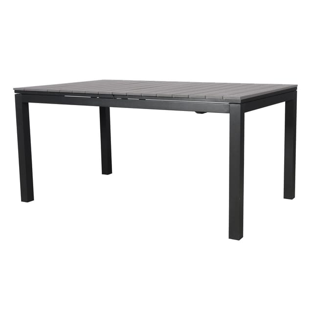 ebuy24 Dory Gartentisch mit 2 Zusatzplatten L 160x260 cm Schwarz Grau