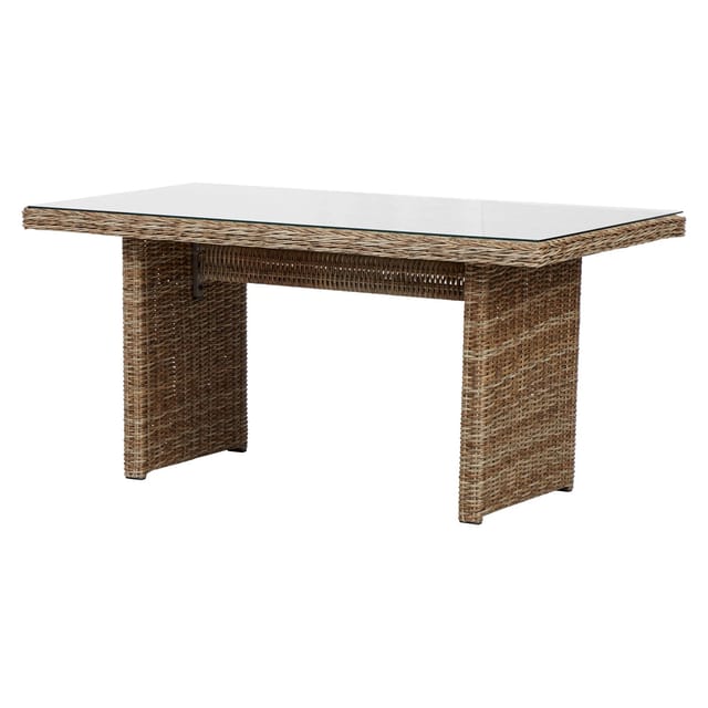 ebuy24 Gram Gartentisch 142x76 cm mit Glasplatte Natur