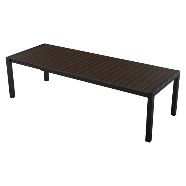 ebuy24 Joan Gartentisch 205-275 x 100 cm mit Auszug mit 1 Platte Schwarz und Braun
