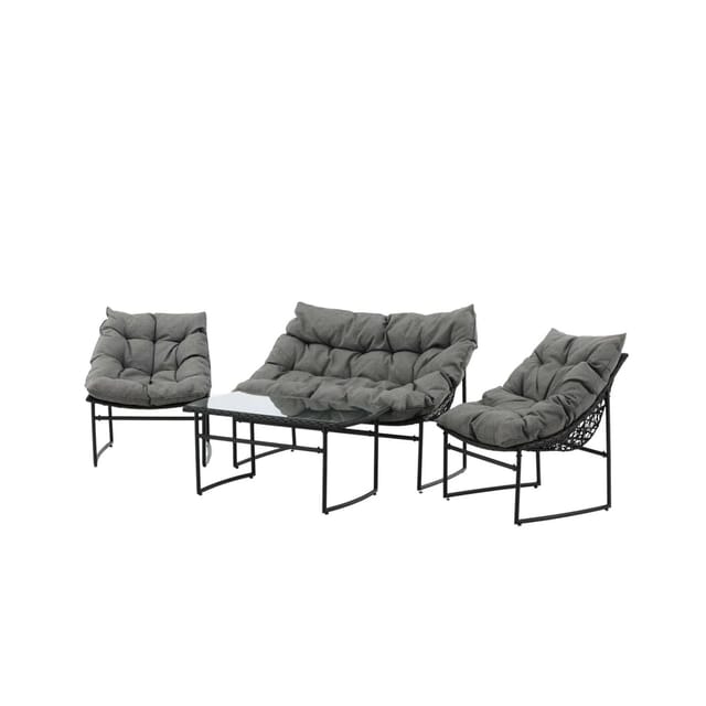 ebuy24 Tina Lounge-Set 4 Teile Schwarz