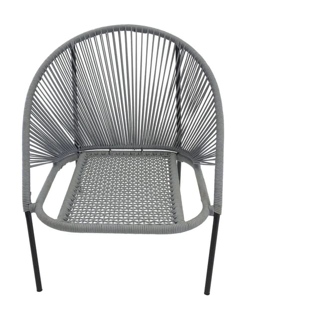 ebuy24 Lindos Loungestuhl mit Kissen Stapelbar Schwarz Grau