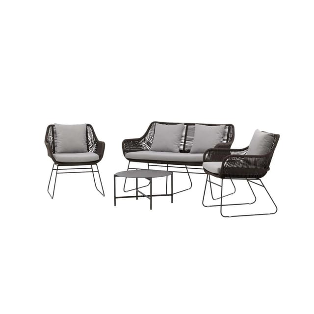 ebuy24 Davao Lounge-Set 4 Teile Braun Dunkel Grau