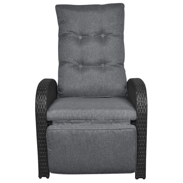 ebuy24 Jorl Garten Lounge Gartenstuhl Sofastuhl mit Stufenloser Einstellung im Rücken und Fußstütze Schwarz Grau