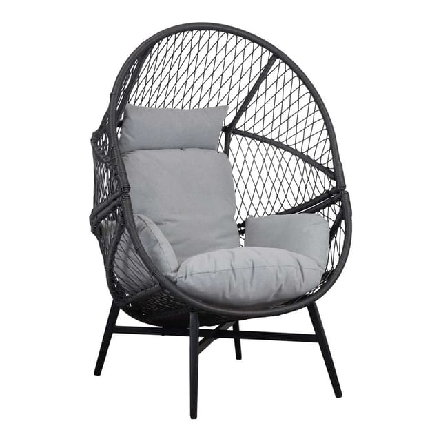 ebuy24 Rosario Sessel mit Sitzkissen Garten Schwarz