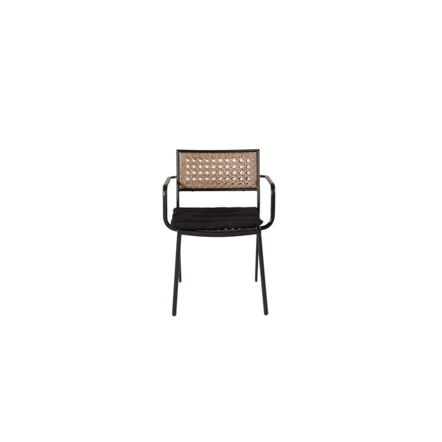 ebuy24 Paola Gartenstuhl mit Kissen Stapelbar Schwarz Natur