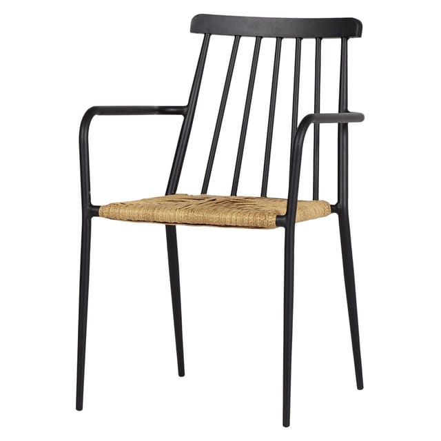 ebuy24 Evira Gartenstuhl Stapelbar Schwarz und Natur