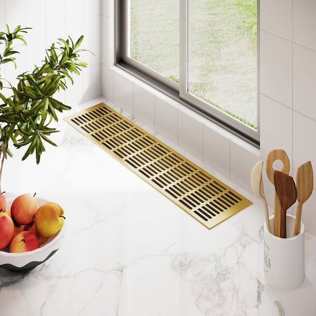 MS Beschläge Heizungsabdeckung 130 x 500 mm Gitter Gold Eloxiert