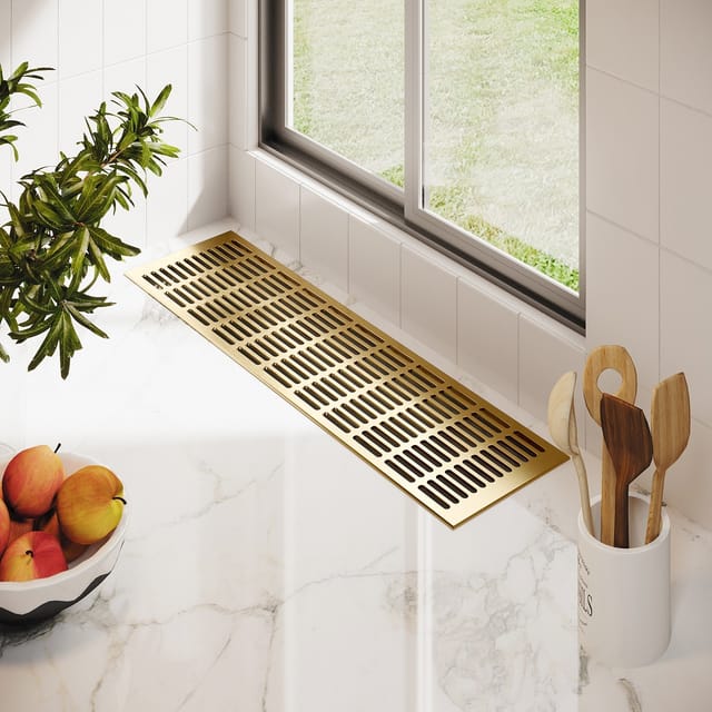 MS Beschläge Türlüftungsgitter 150 x 400 mm Heizungsdeckel Gold Eloxiert