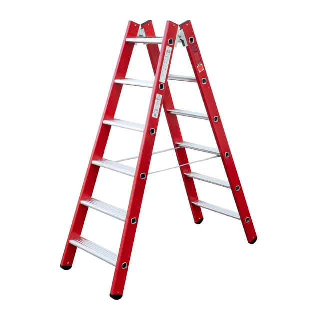 Iller Kunststoff GFK Stehleiter mit Aluminium Stufen 2x10 Stufen