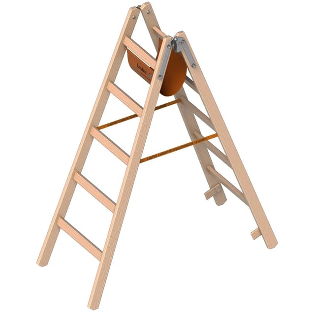Layher 1053 Holzstehleiter nach Ö-Norm Z1501 2x5 Sprossen
