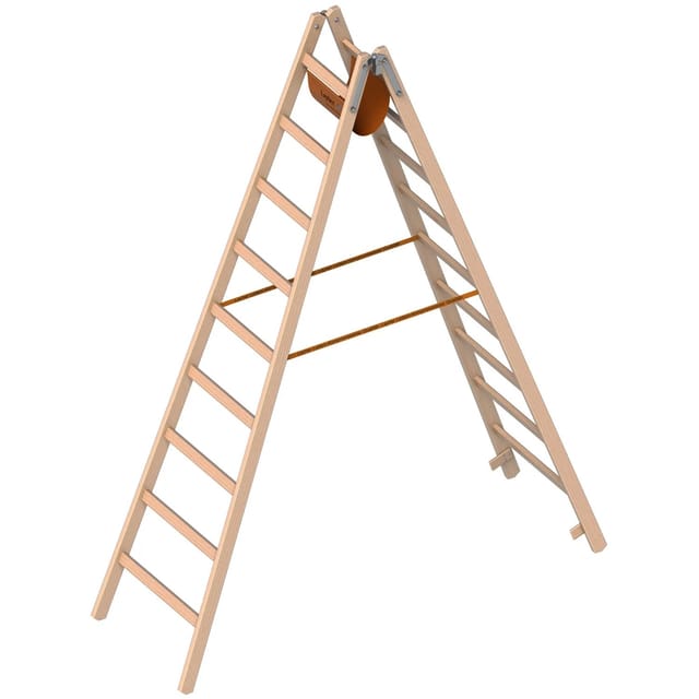 Layher 1053 Holzstehleiter nach Ö-Norm Z1501 2x9 Sprossen