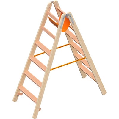 Layher 1020 Holzstehleiter mit 2x6 Stufen