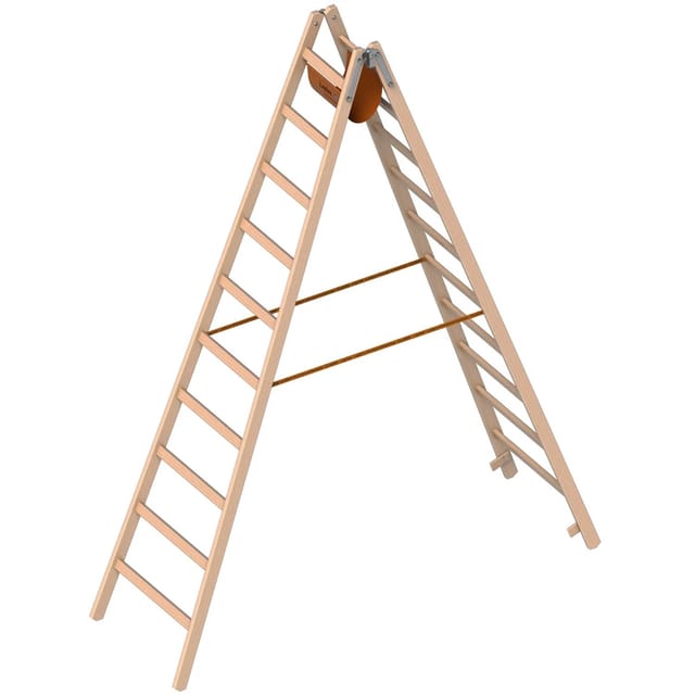 Layher 1053 Holzstehleiter nach Ö-Norm Z1501 2x10 Sprossen