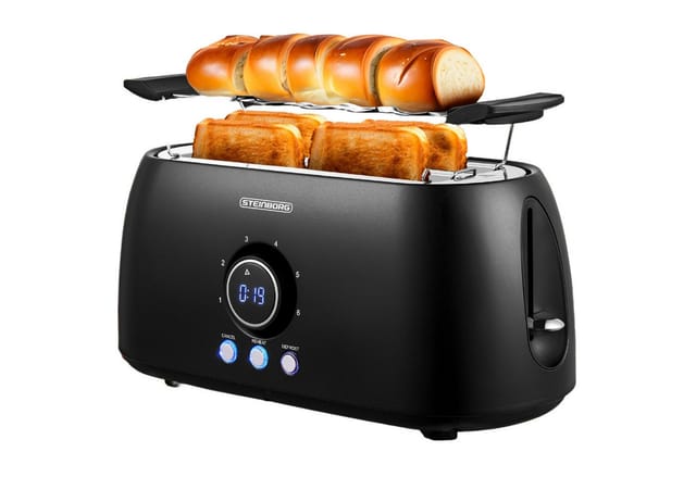 Steinborg SB-2212 XXL 4 Scheiben Toaster Digitales Display 1500 Watt Schwarz