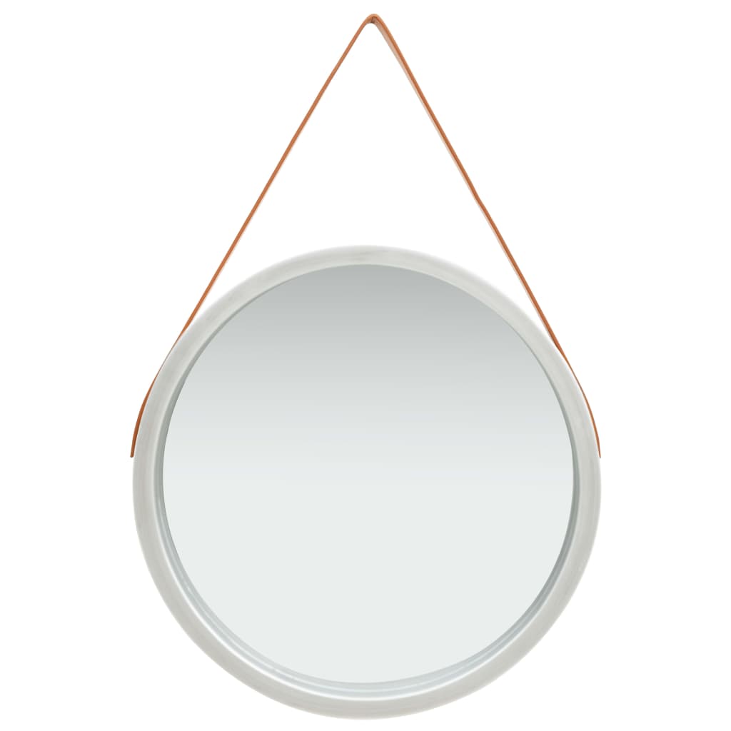 Wandspiegel Mit Gürtel 60 Cm Silbern Vidaxl